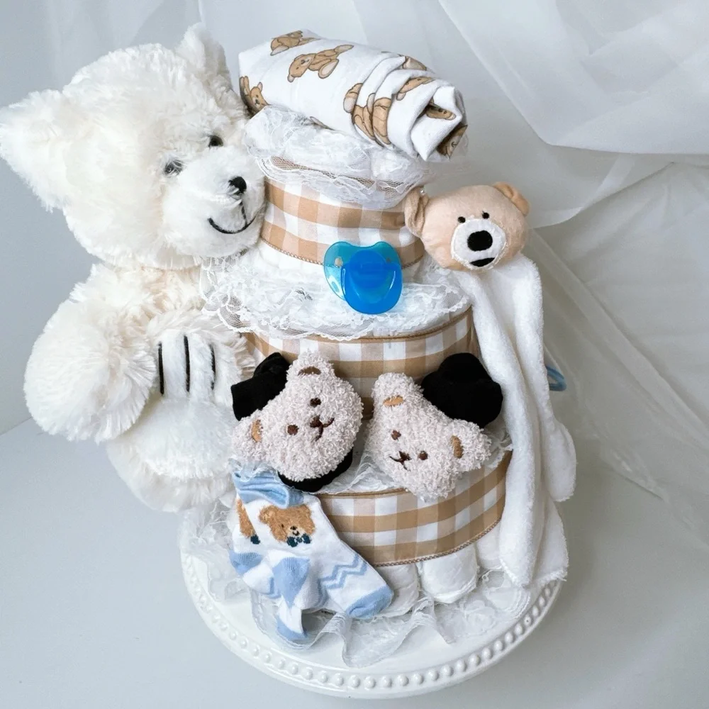 Teddy Bear Boy Diaper Cake, Baby Shower Gift